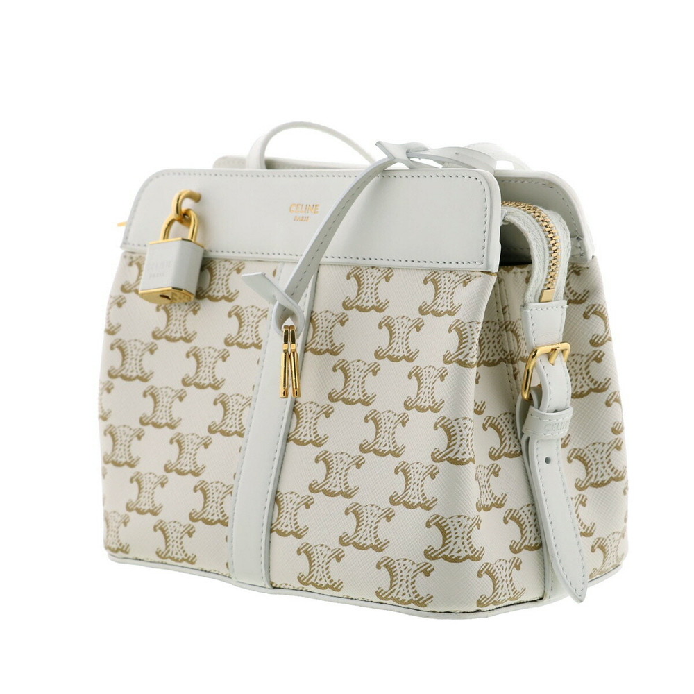CELINE Teen Cabas de Shoulder Messenger Bag Triomphe White - Picture 2 of 6